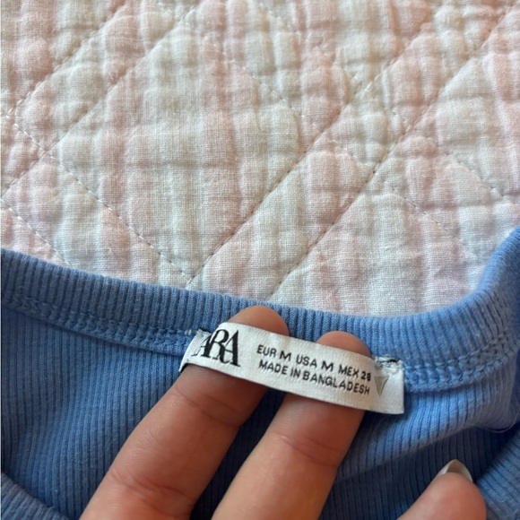 Zara Blue Ribbed Tank Top - Picture 3 of 4